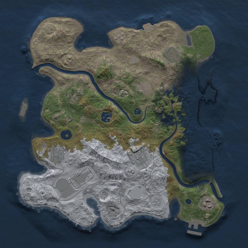 Rust Map: Procedural Map, Size: 3500, Seed: 1113883401, 15 Monuments