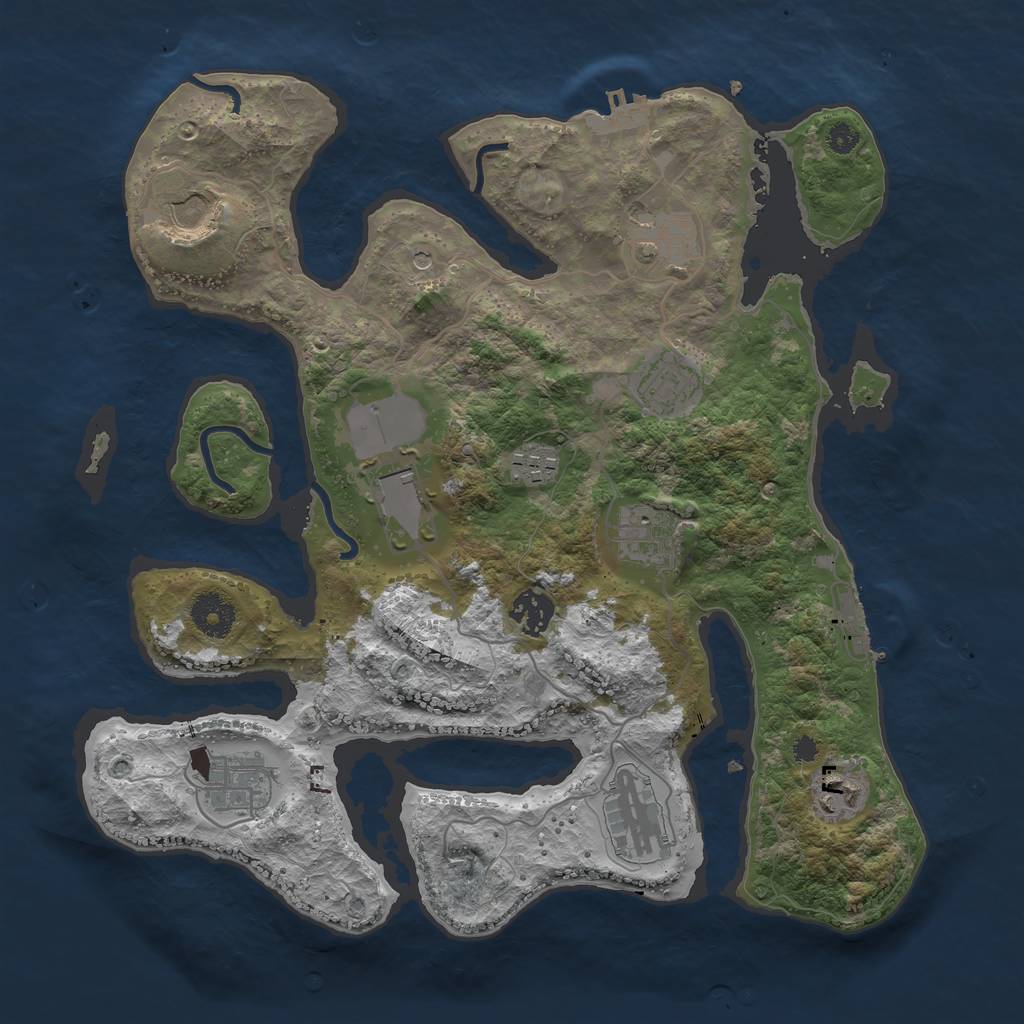 Rust Map: Procedural Map, Size: 3500, Seed: 1113883401, 15 Monuments