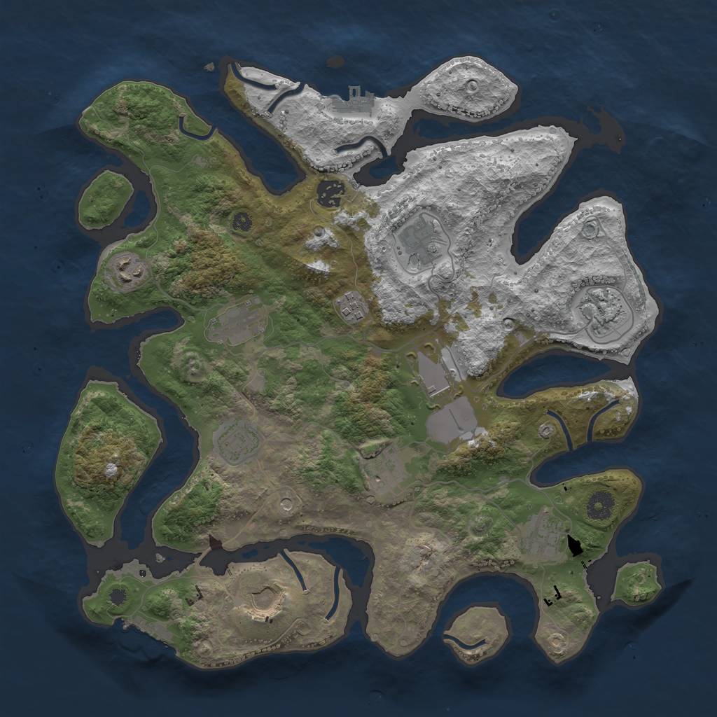 Rust Map: Procedural Map, Size: 3750, Seed: 1859688141, 16 Monuments