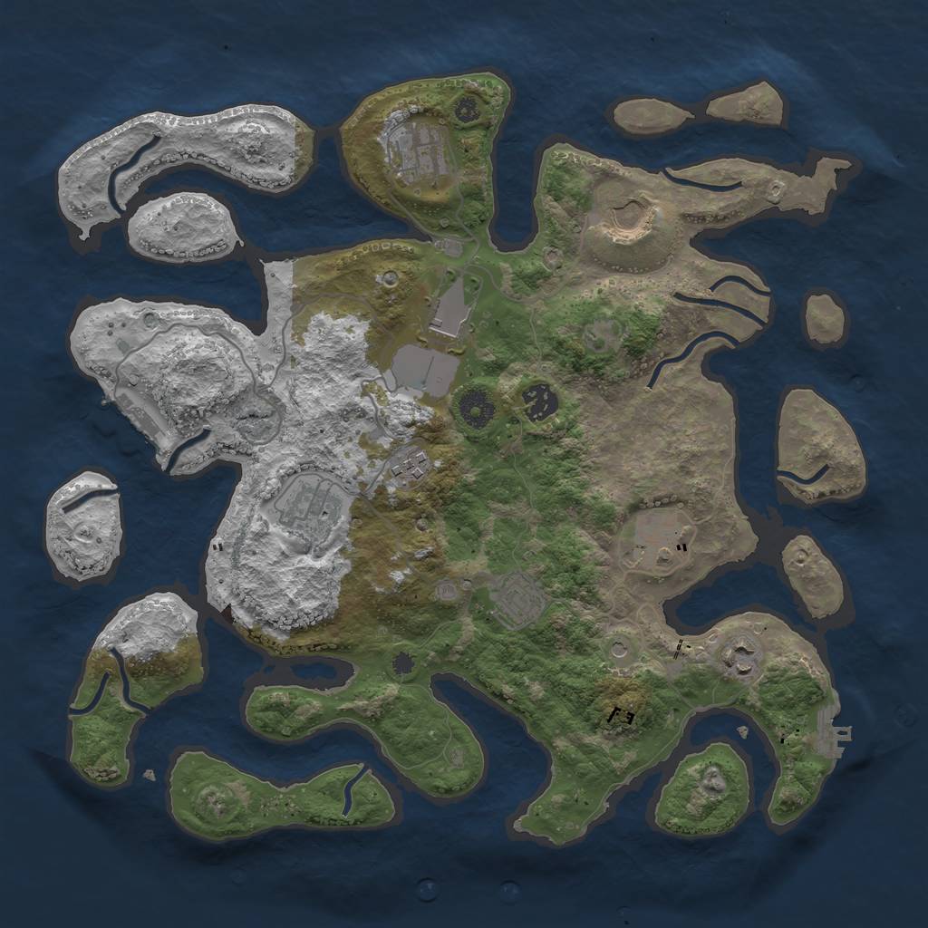 Rust Map: Procedural Map, Size: 3800, Seed: 245896379, 14 Monuments