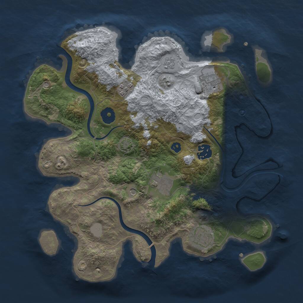 Rust Map: Procedural Map, Size: 3000, Seed: 1347663955, 9 Monuments