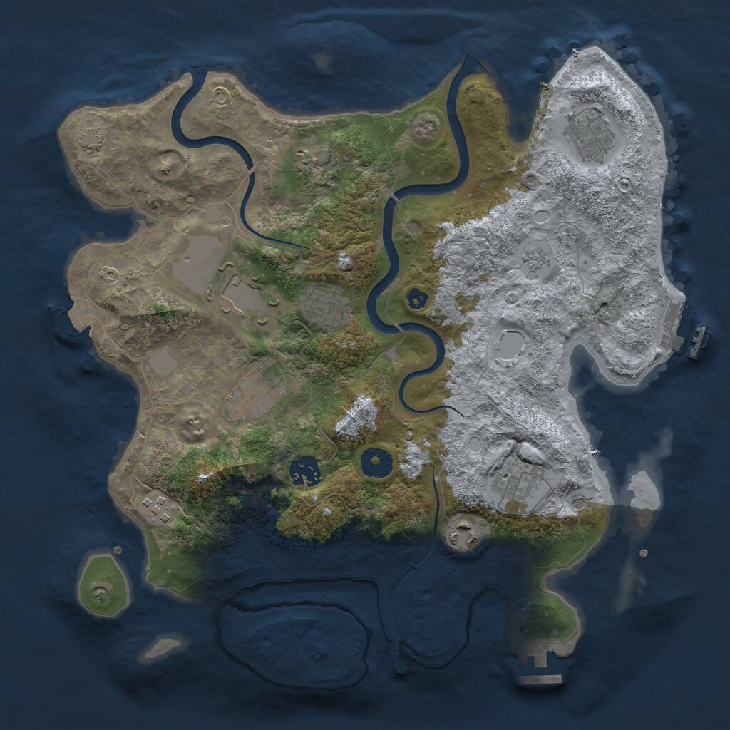 Rust Map: Procedural Map, Size: 3500, Seed: 1953272514, 15 Monuments
