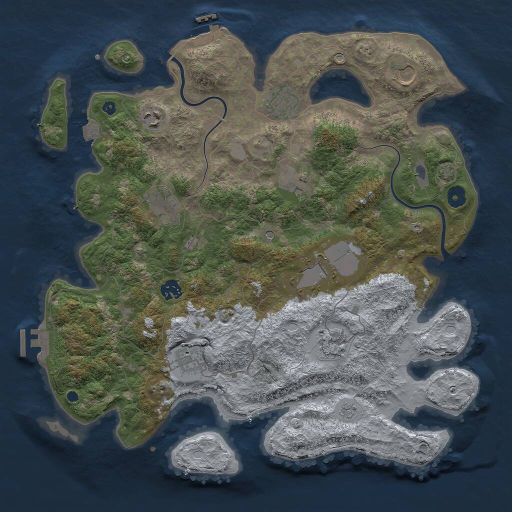 Rust Map: Procedural Map, Size: 3800, Seed: 7854175, 15 Monuments