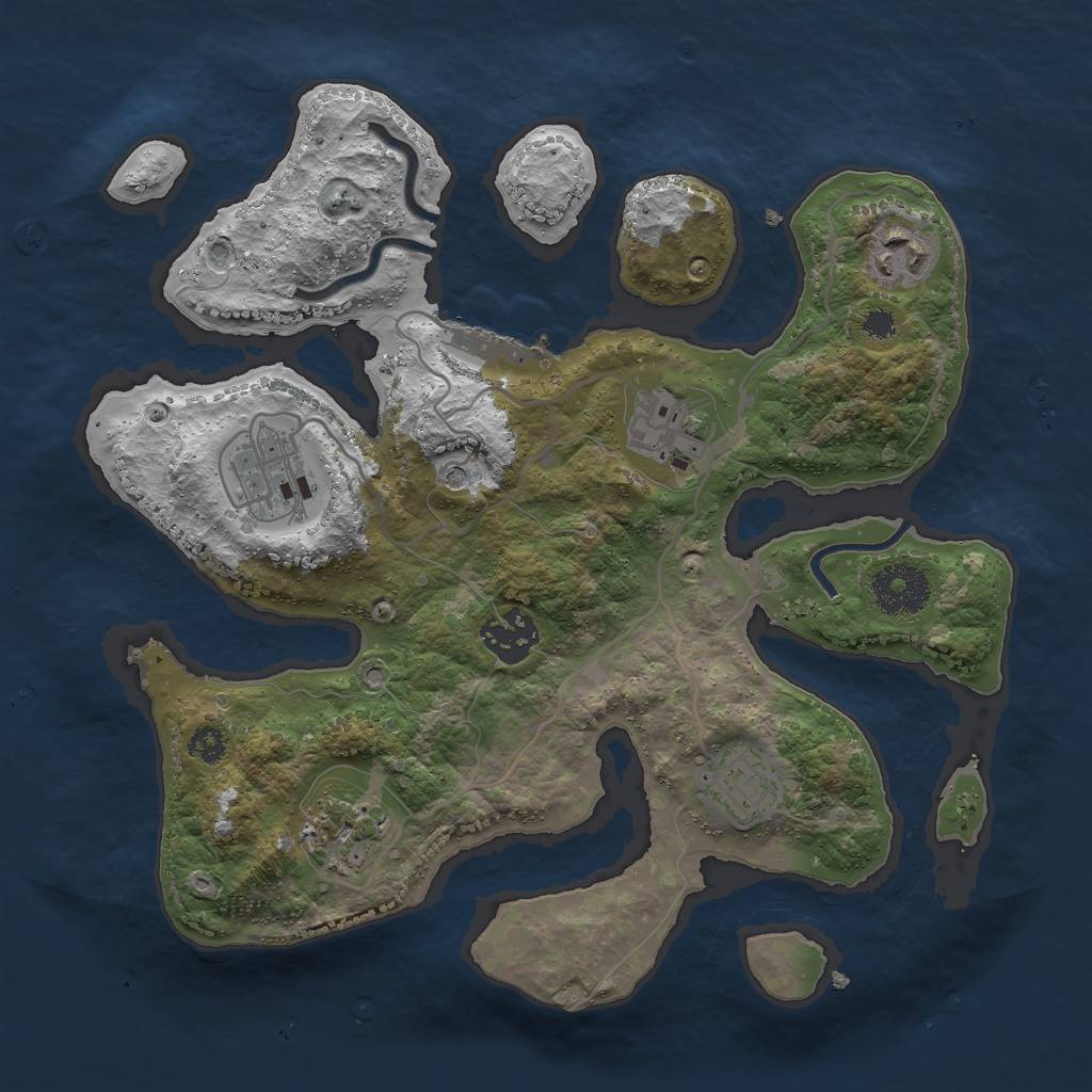 Rust Map: Procedural Map, Size: 3000, Seed: 143261873, 10 Monuments
