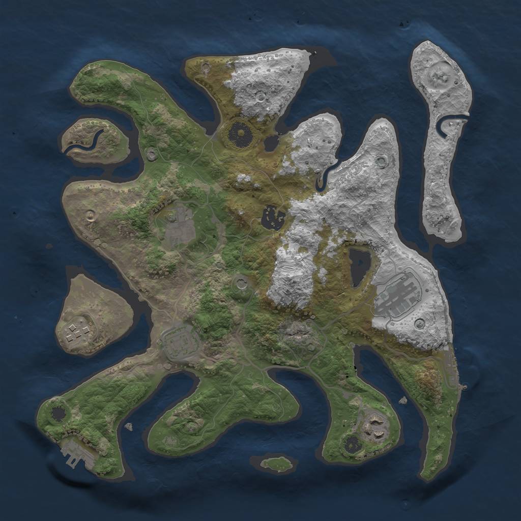 Rust Map: Procedural Map, Size: 3200, Seed: 32435632, 11 Monuments