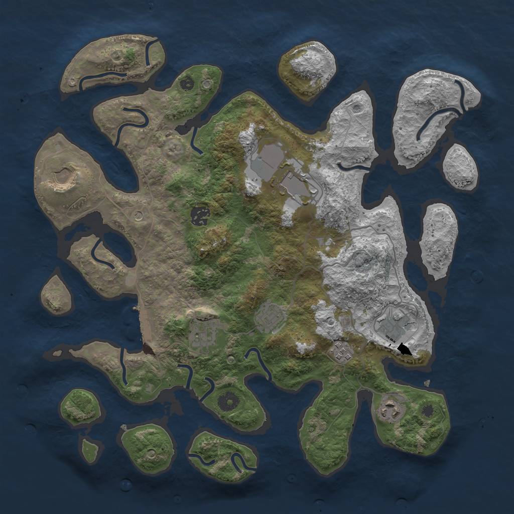 Rust Map: Procedural Map, Size: 3800, Seed: 2420584, 12 Monuments