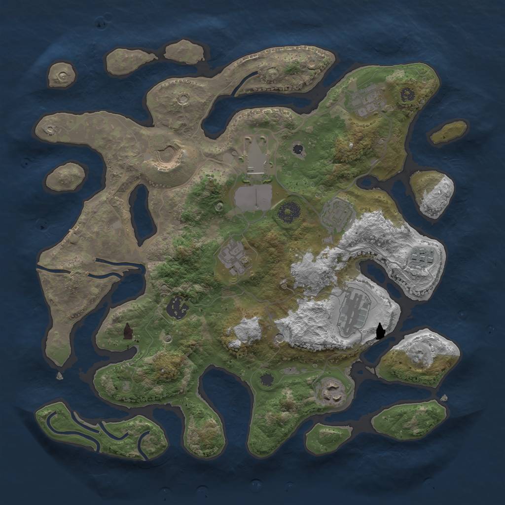 Rust Map: Procedural Map, Size: 3500, Seed: 160954, 12 Monuments