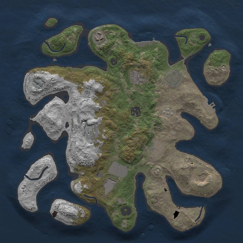 Rust Map: Procedural Map, Size: 3500, Seed: 882969, 14 Monuments