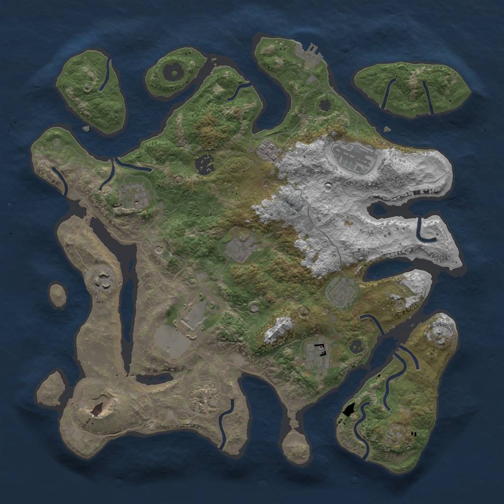 Rust Map: Procedural Map, Size: 3800, Seed: 432798633, 15 Monuments