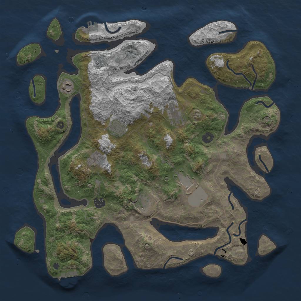 Rust Map: Procedural Map, Size: 4000, Seed: 115764477, 13 Monuments