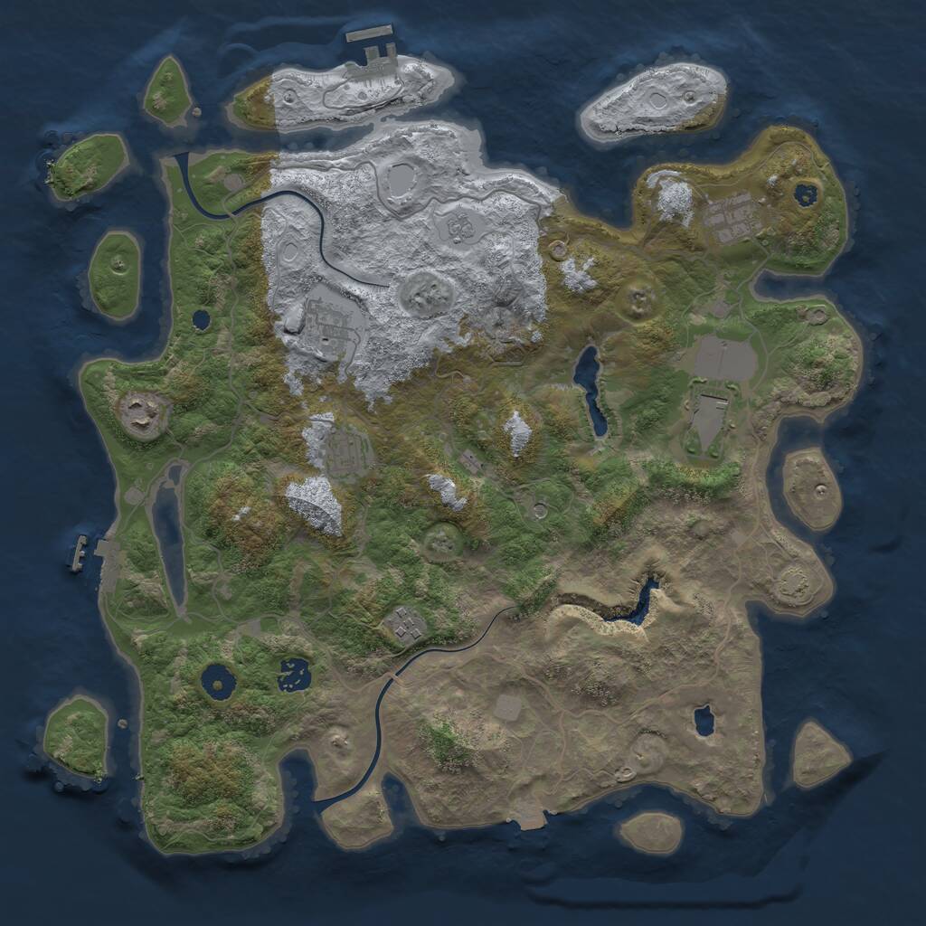 Rust Map: Procedural Map, Size: 4000, Seed: 115764477, 13 Monuments