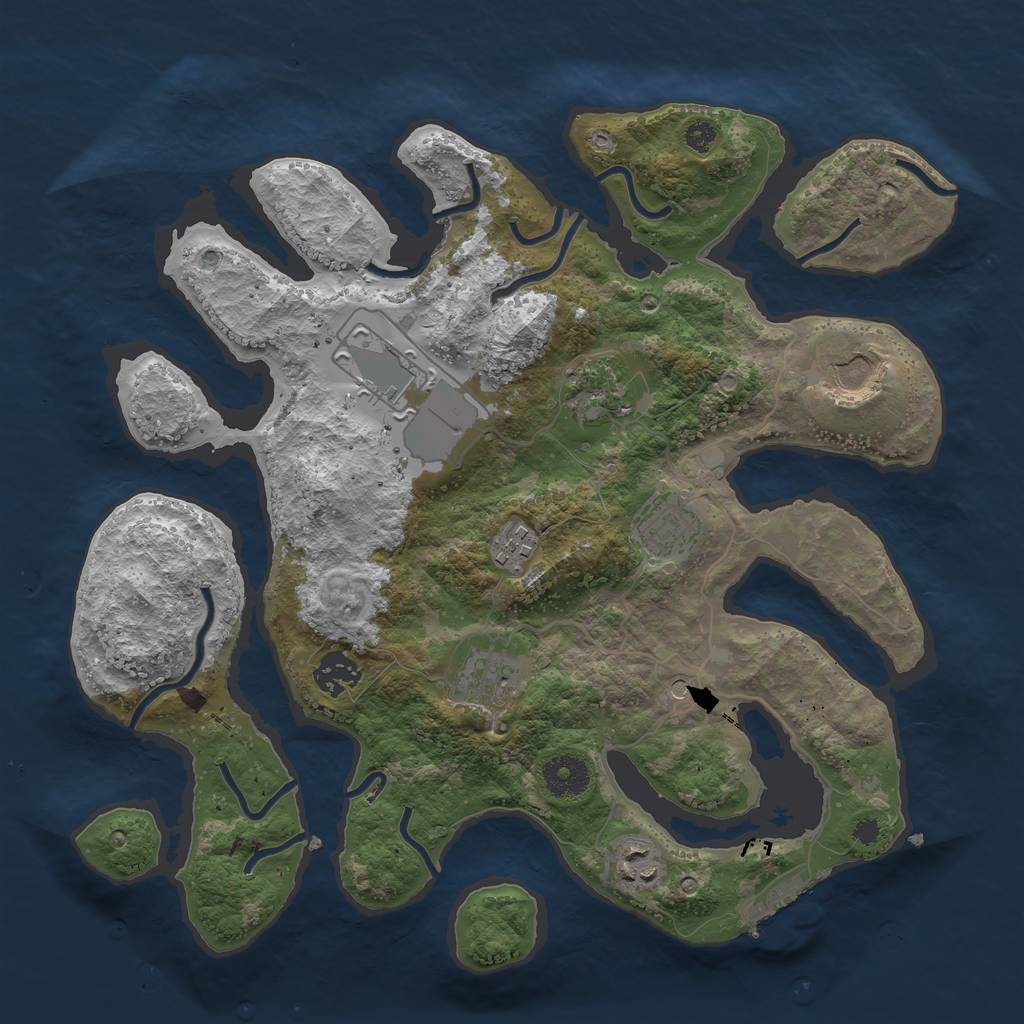 Rust Map: Procedural Map, Size: 3500, Seed: 200769385, 12 Monuments