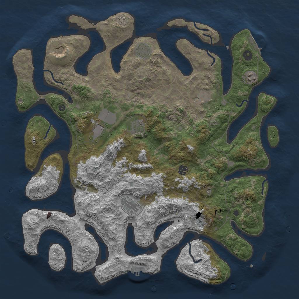 Rust Map: Procedural Map, Size: 4500, Seed: 1925865747, 14 Monuments