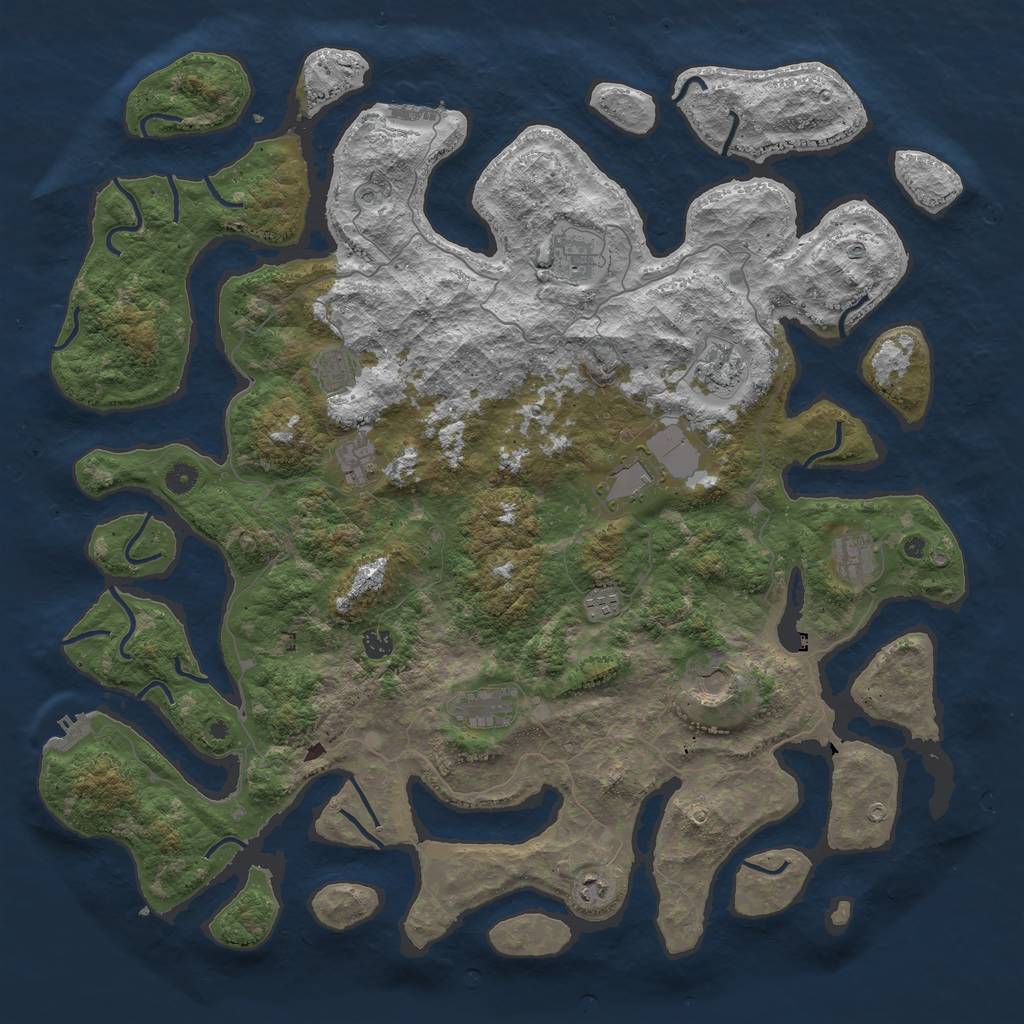 Rust Map: Procedural Map, Size: 5000, Seed: 399768618, 16 Monuments