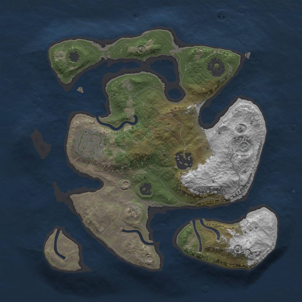 Rust Map: Procedural Map, Size: 2500, Seed: 656421058, 5 Monuments