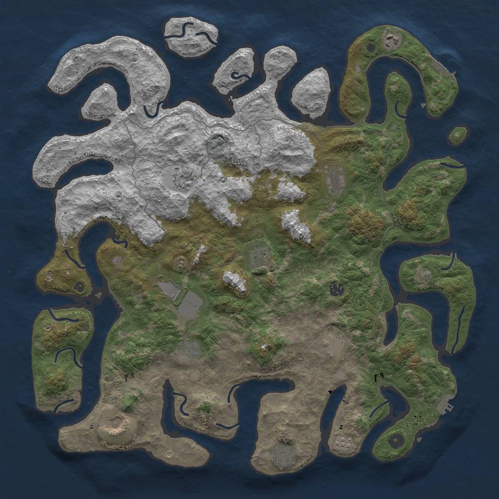 Rust Map: Procedural Map, Size: 5000, Seed: 1336, 16 Monuments