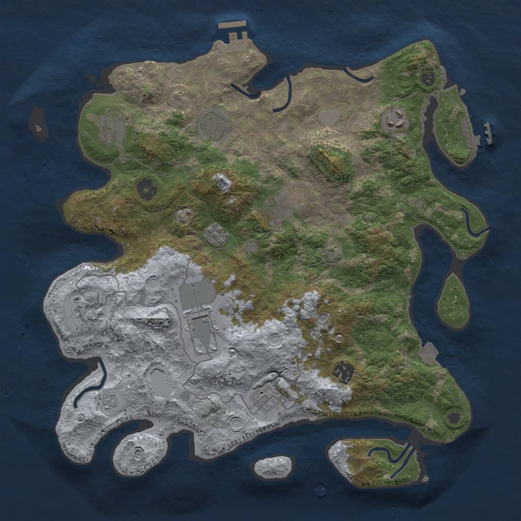 Rust Map: Procedural Map, Size: 3750, Seed: 860030, 15 Monuments