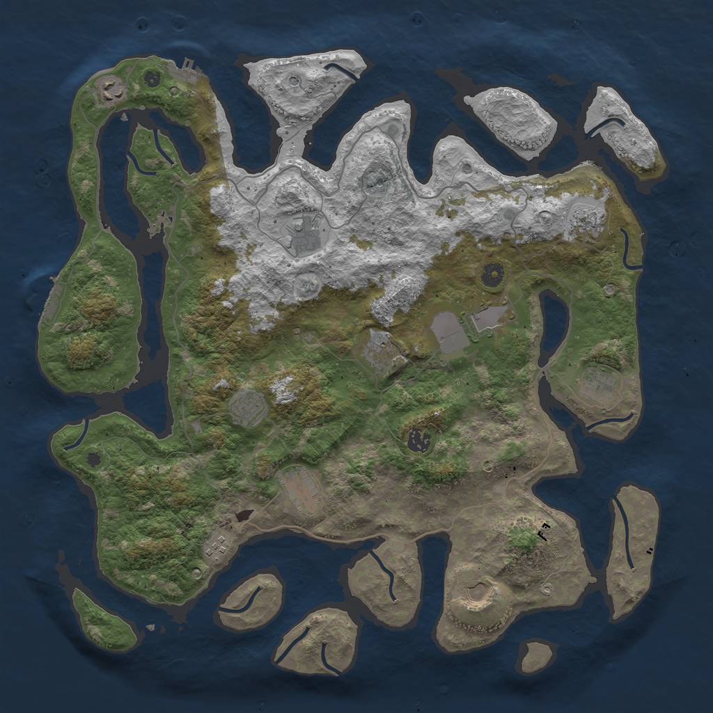 Rust Map: Procedural Map, Size: 4500, Seed: 751813676, 16 Monuments