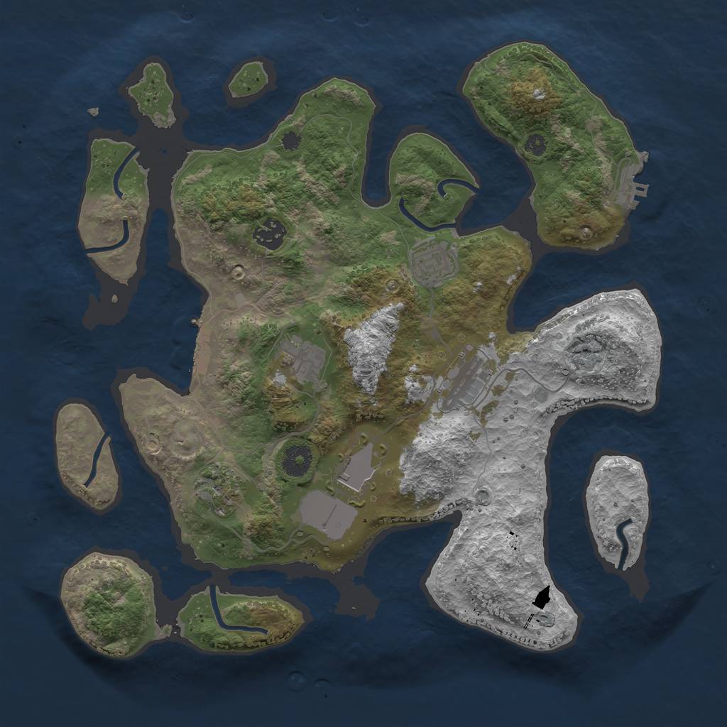Rust Map: Procedural Map, Size: 3500, Seed: 1544207427, 10 Monuments
