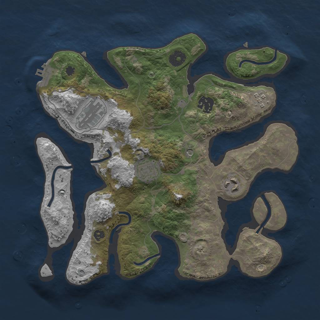 Rust Map: Procedural Map, Size: 3000, Seed: 12320, 9 Monuments
