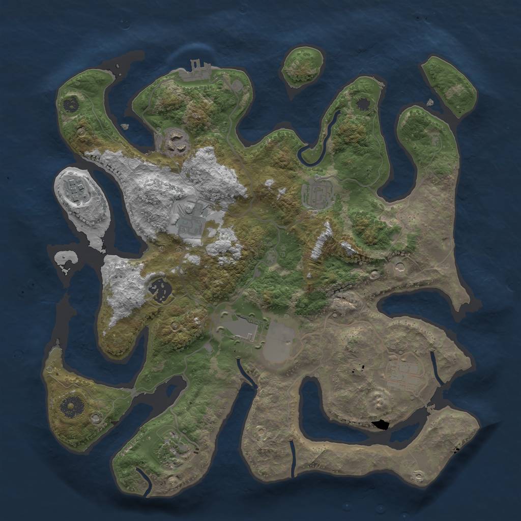 Rust Map: Procedural Map, Size: 3500, Seed: 2022633195, 12 Monuments