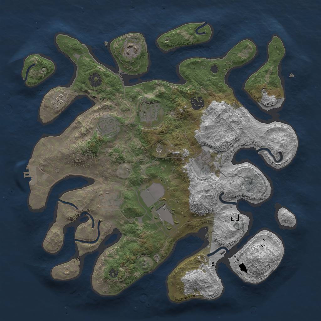 Rust Map: Procedural Map, Size: 3500, Seed: 4576, 12 Monuments