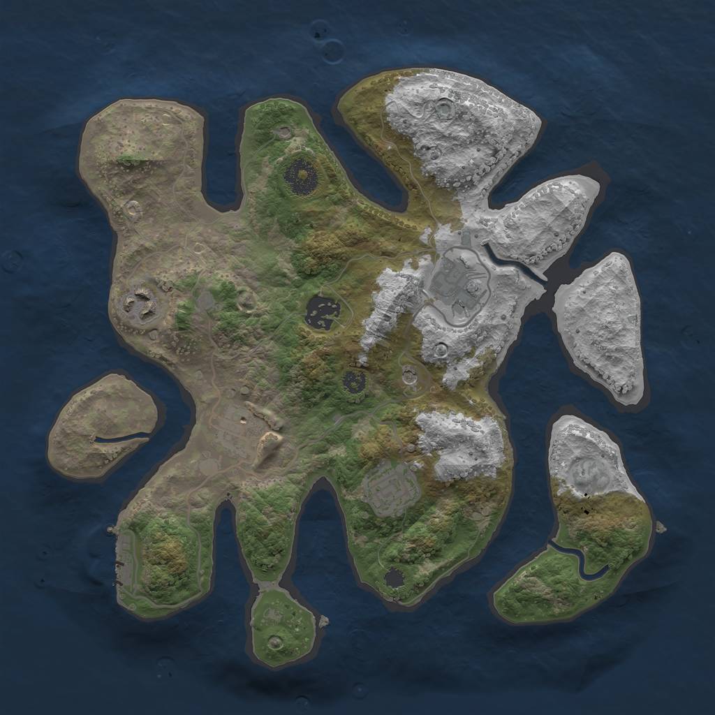 Rust Map: Procedural Map, Size: 3100, Seed: 43712, 9 Monuments