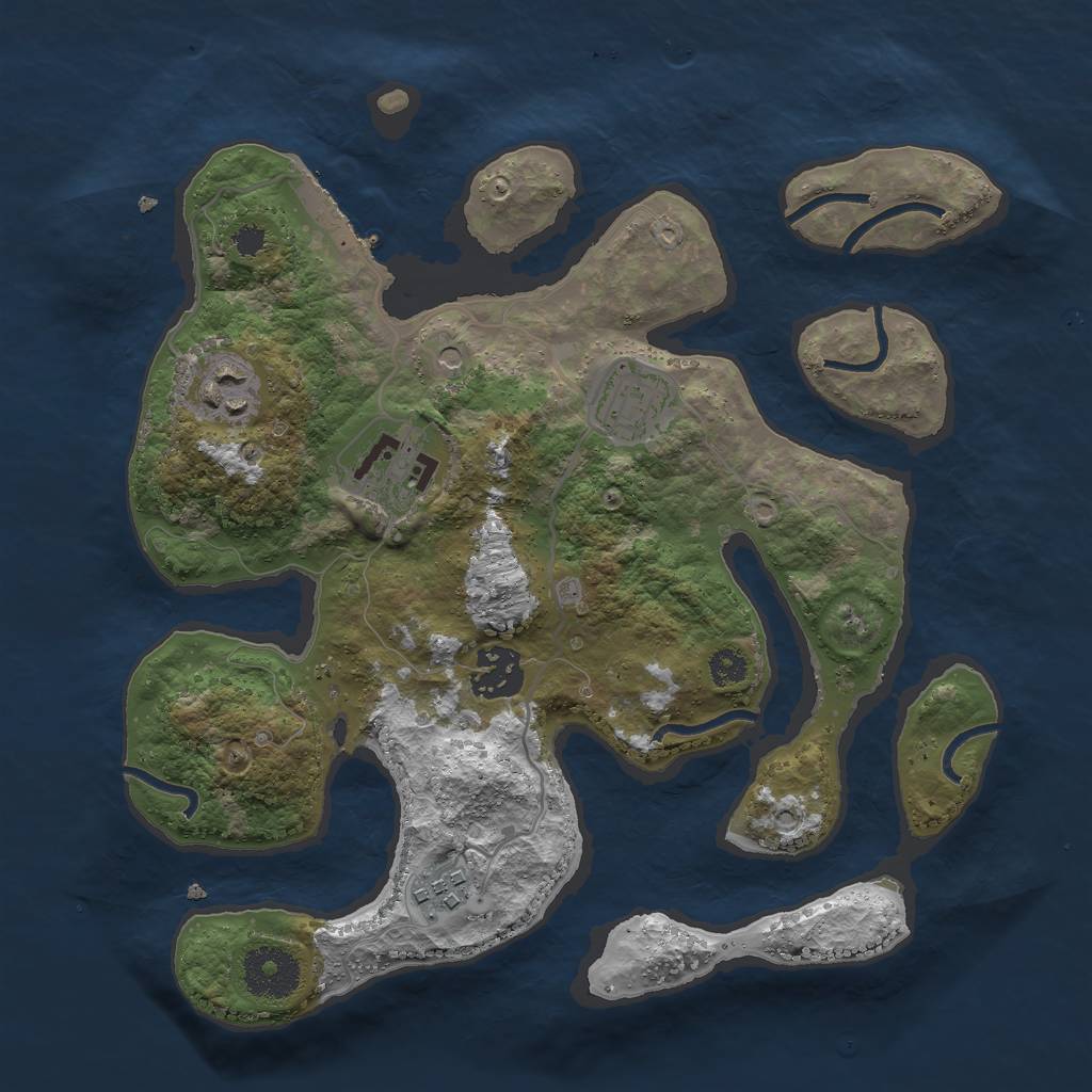 Rust Map: Procedural Map, Size: 3000, Seed: 6115, 9 Monuments