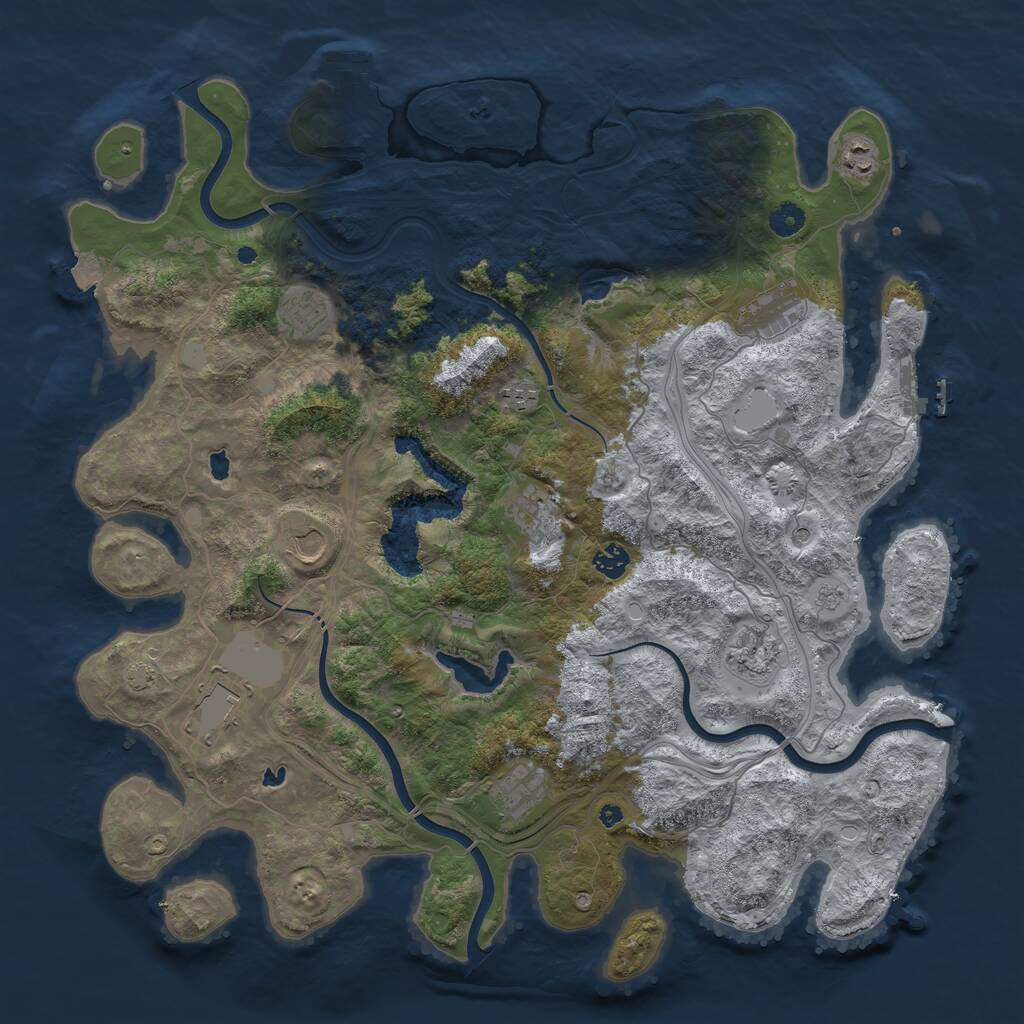 Rust Map: Procedural Map, Size: 4500, Seed: 2239341, 16 Monuments