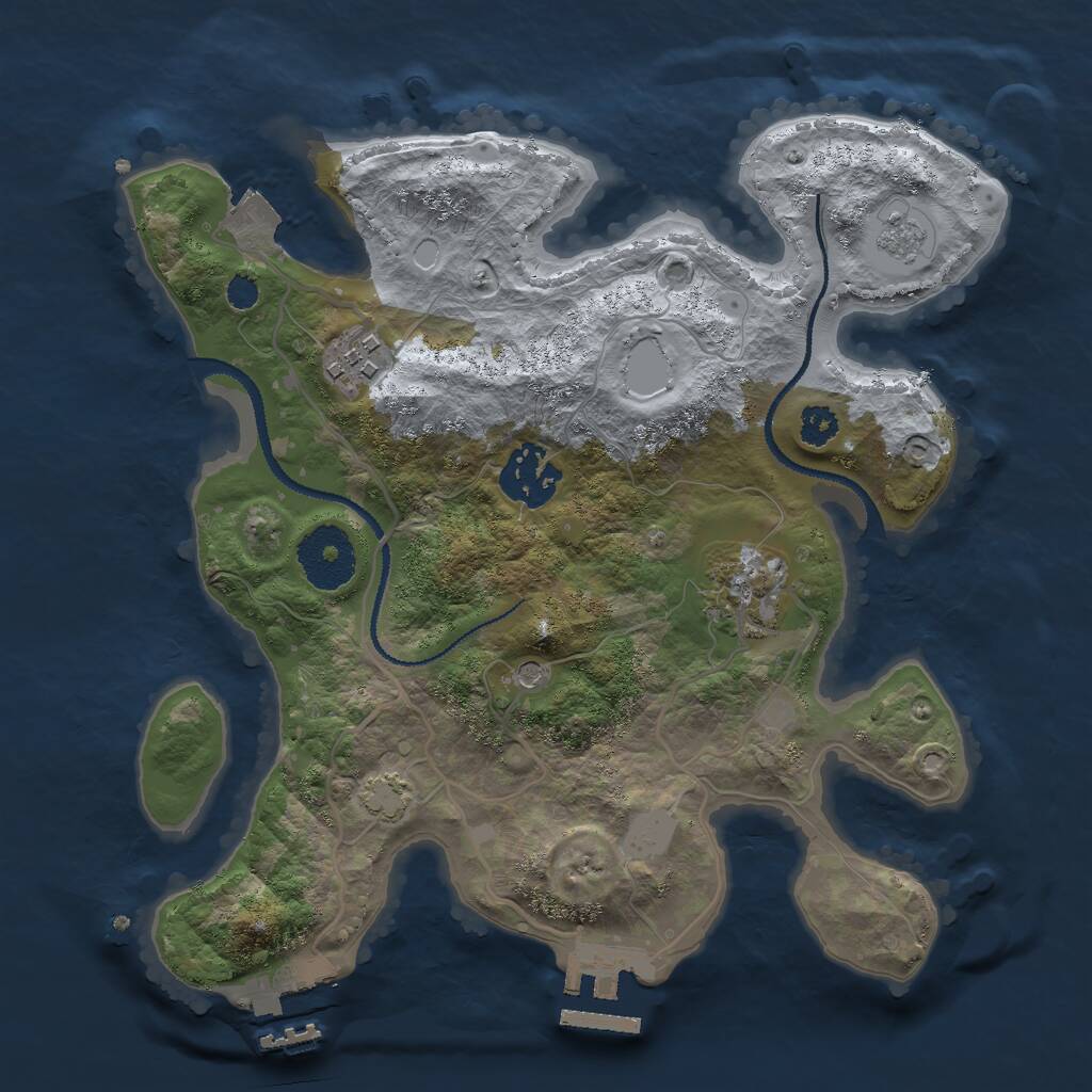 Rust Map: Procedural Map, Size: 2750, Seed: 346345, 9 Monuments