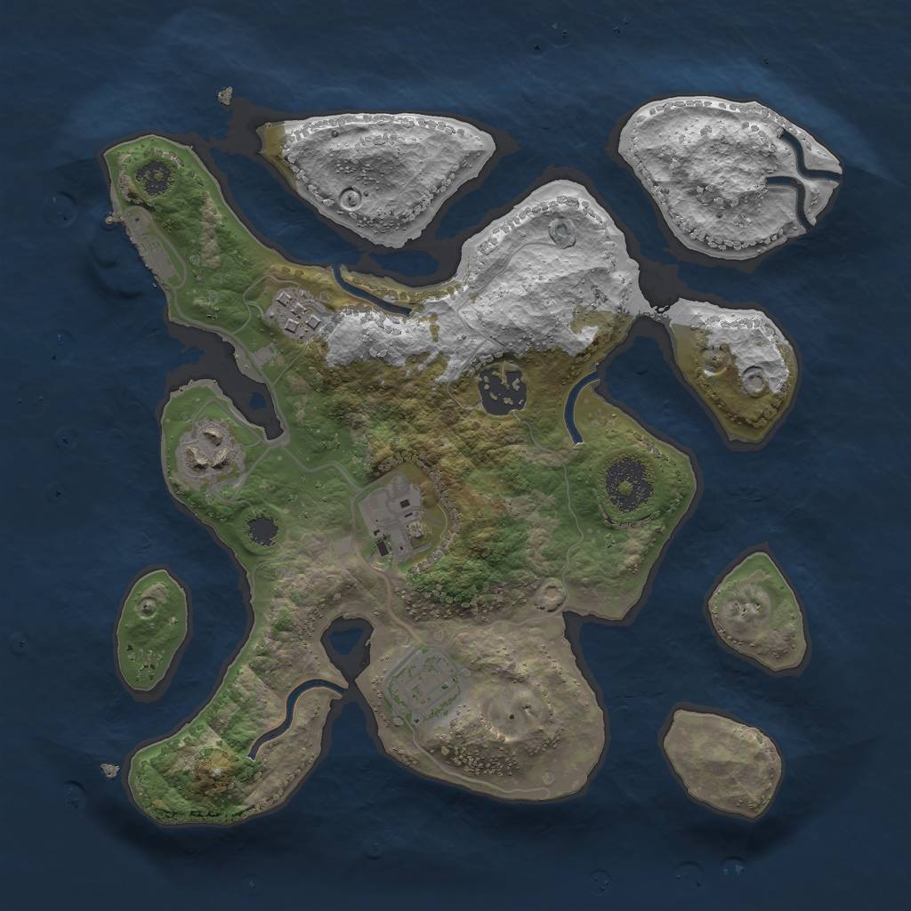 Rust Map: Procedural Map, Size: 2750, Seed: 346345, 8 Monuments