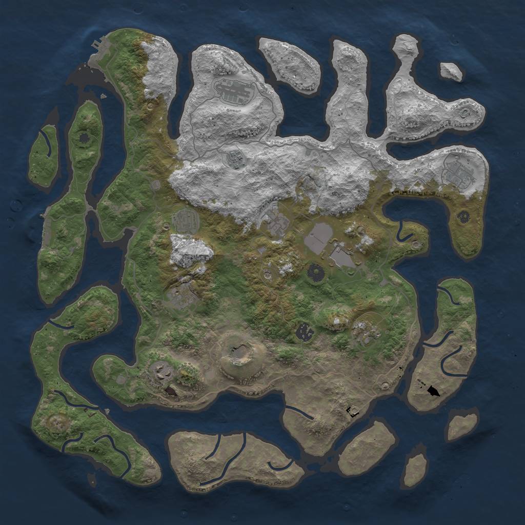 Rust Map: Procedural Map, Size: 4500, Seed: 180731, 16 Monuments