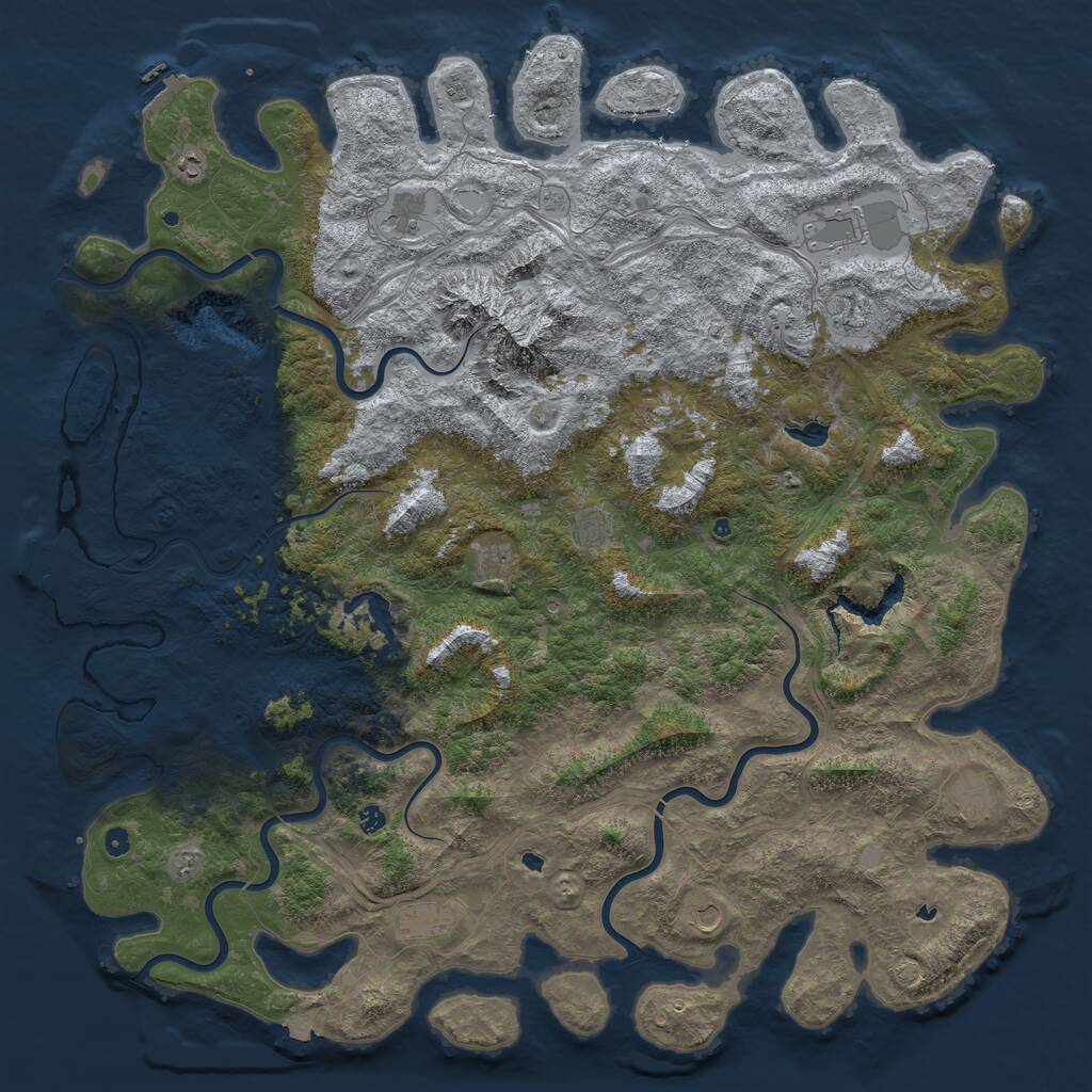 Rust Map: Procedural Map, Size: 6000, Seed: 1714201897, 17 Monuments