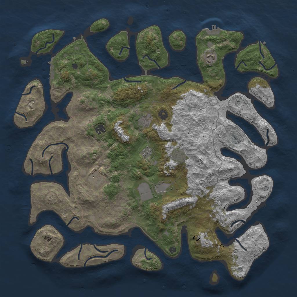 Rust Map: Procedural Map, Size: 4500, Seed: 279595764, 12 Monuments