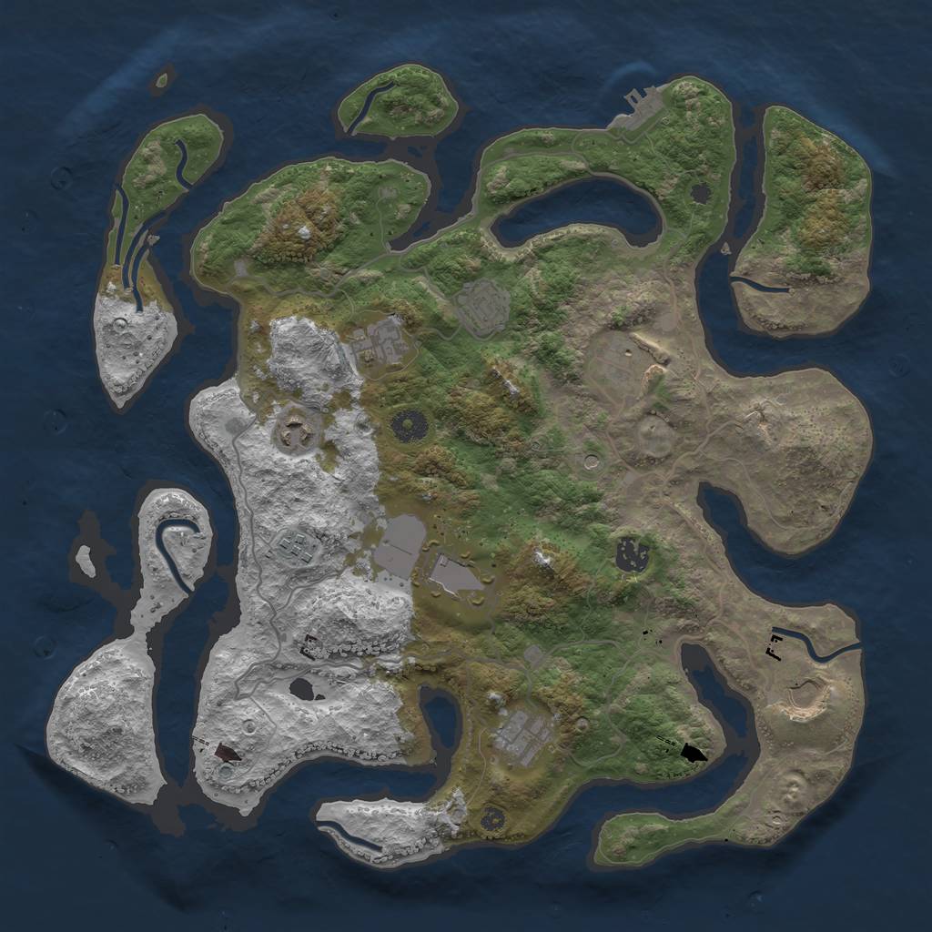 Rust Map: Procedural Map, Size: 4000, Seed: 315776, 13 Monuments