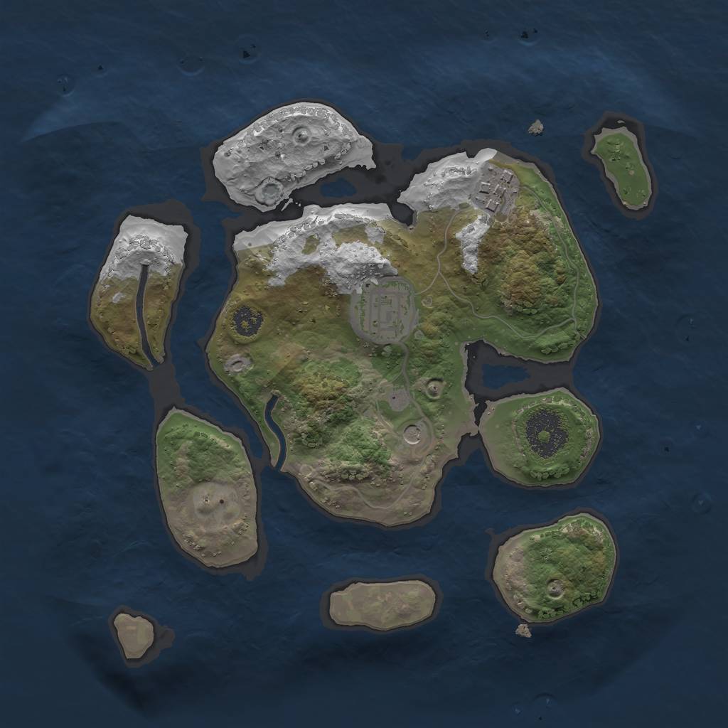 Rust Map: Procedural Map, Size: 2500, Seed: 13044, 5 Monuments