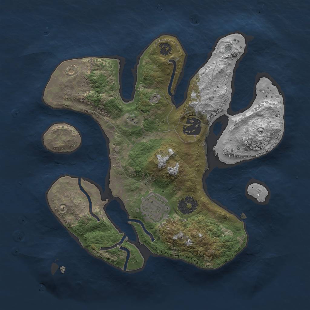 Rust Map: Procedural Map, Size: 2500, Seed: 432798, 4 Monuments