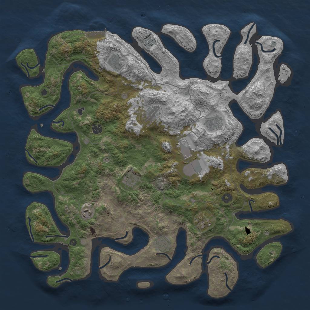 Rust Map: Procedural Map, Size: 4500, Seed: 120775453, 14 Monuments