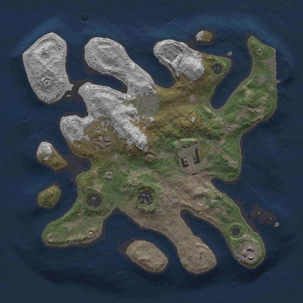 Rust Map: Procedural Map, Size: 3000, Seed: 920477057, 10 Monuments