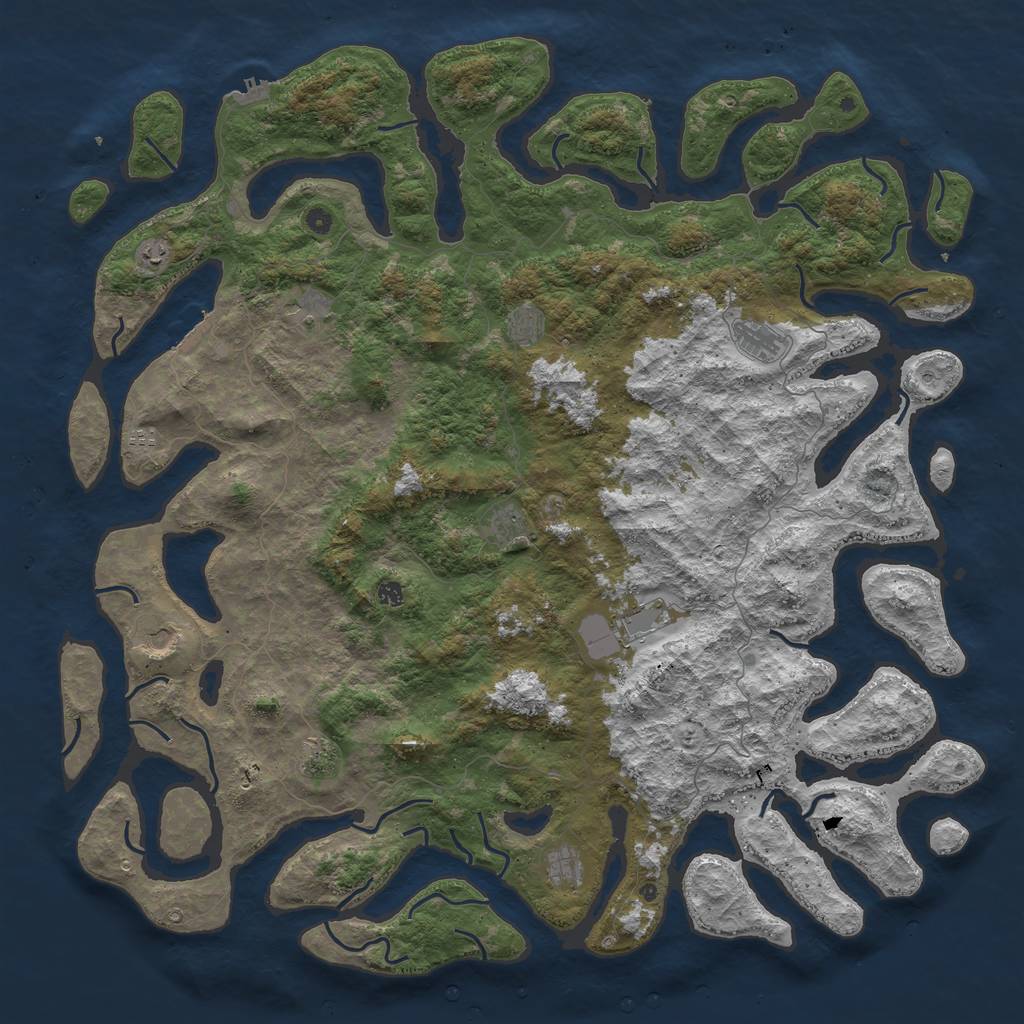 Rust Map: Procedural Map, Size: 6000, Seed: 503589529, 16 Monuments