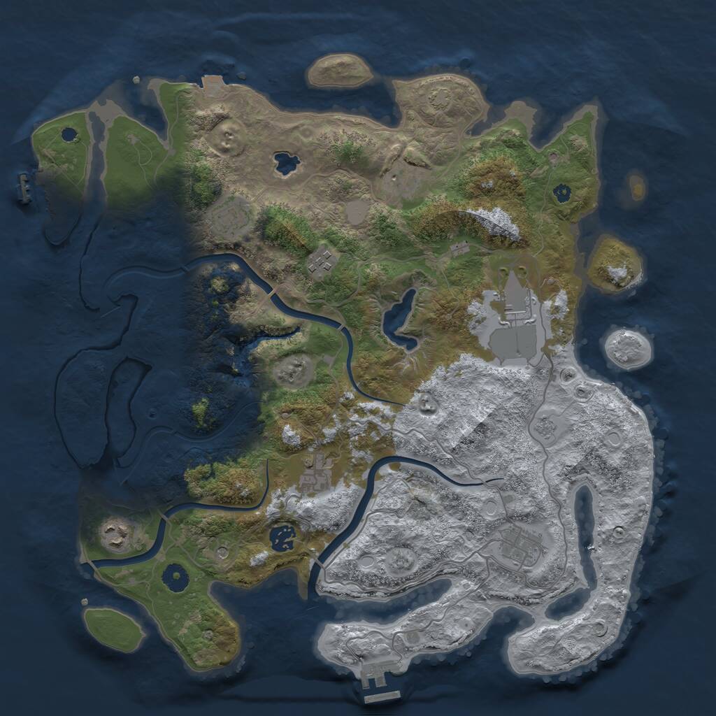Rust Map: Procedural Map, Size: 4000, Seed: 374594321, 14 Monuments