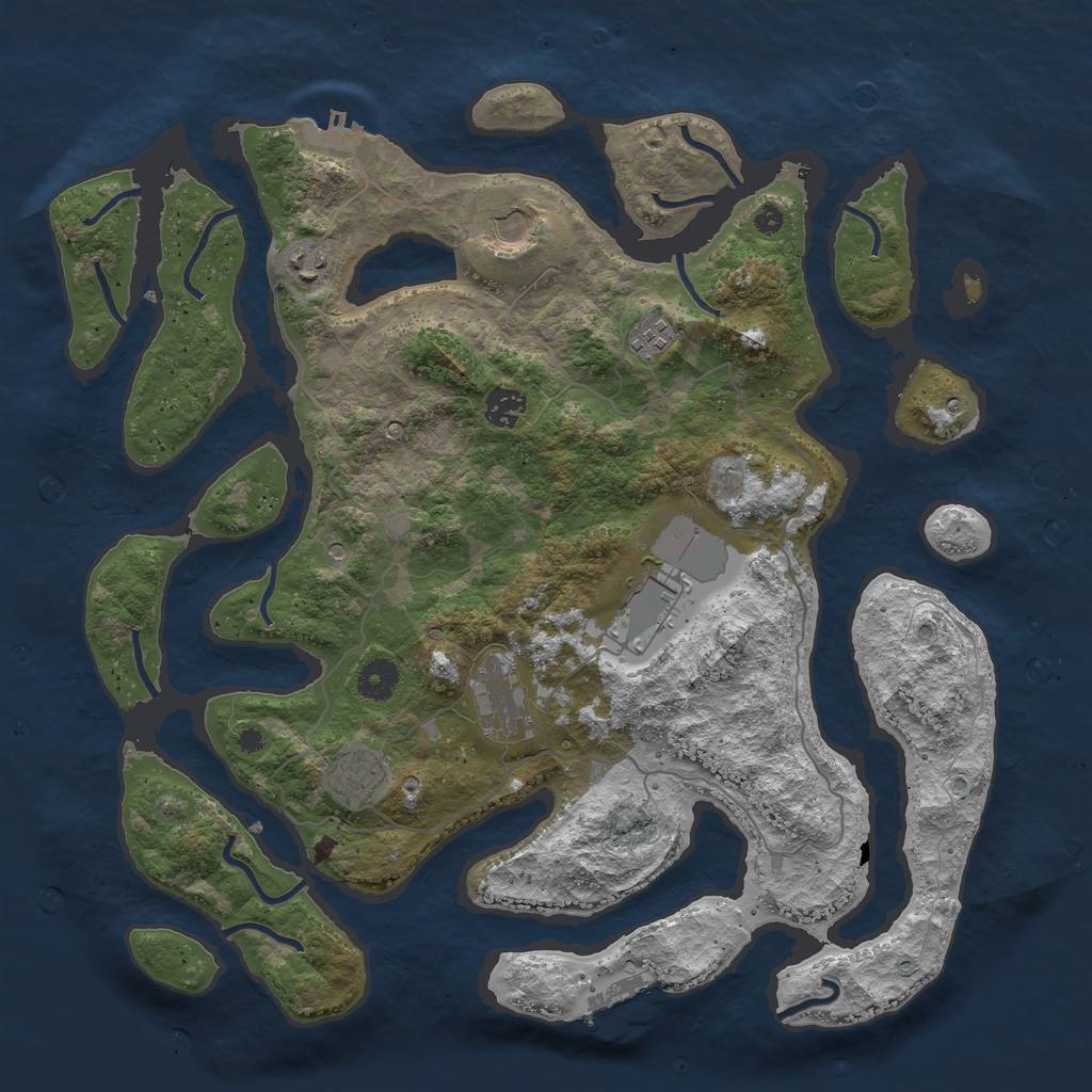 Rust Map: Procedural Map, Size: 4000, Seed: 374594321, 12 Monuments