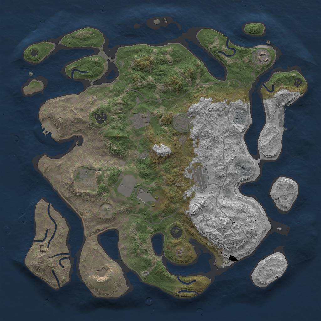 Rust Map: Procedural Map, Size: 4000, Seed: 5331, 14 Monuments