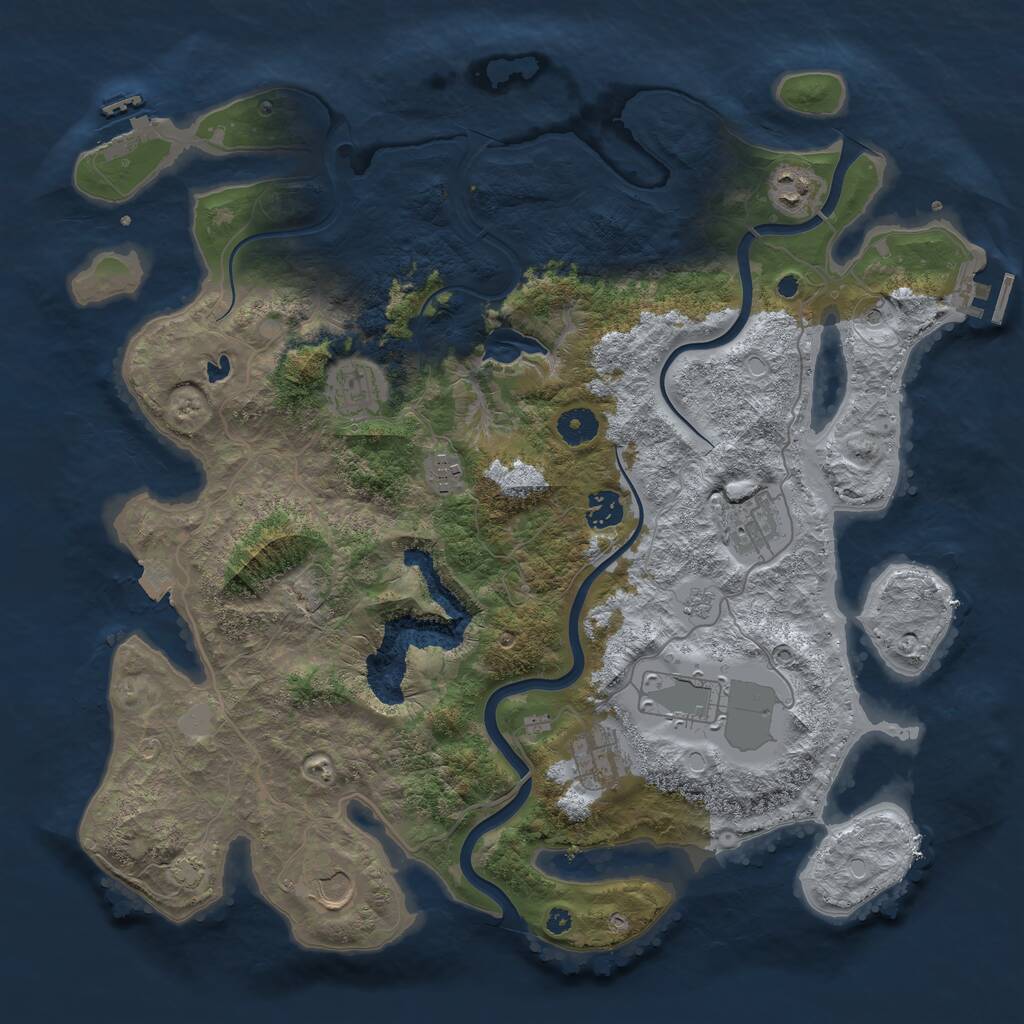 Rust Map: Procedural Map, Size: 4000, Seed: 5331, 14 Monuments