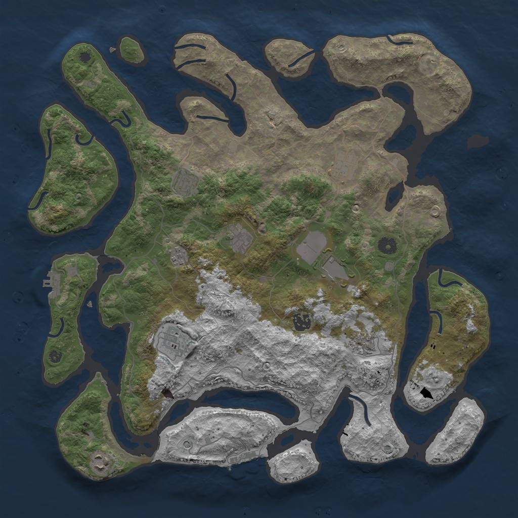 Rust Map: Procedural Map, Size: 4250, Seed: 608867, 14 Monuments