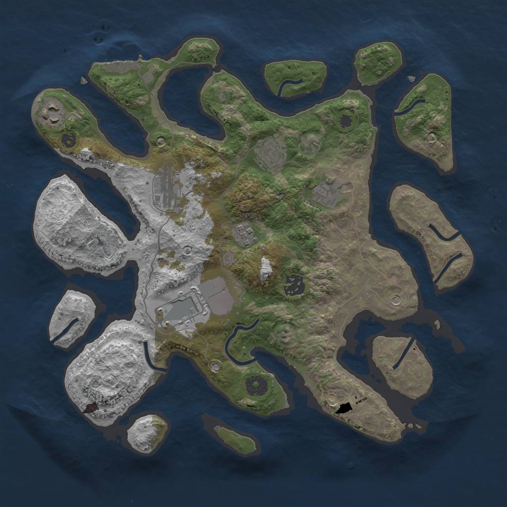 Rust Map: Procedural Map, Size: 3500, Seed: 622605691, 11 Monuments