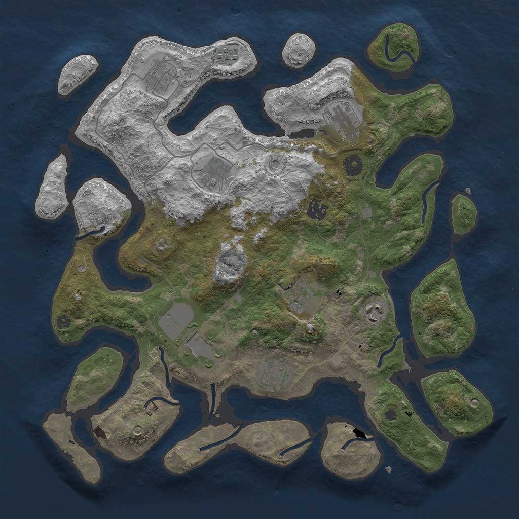 Rust Map: Procedural Map, Size: 3800, Seed: 68357467, 12 Monuments