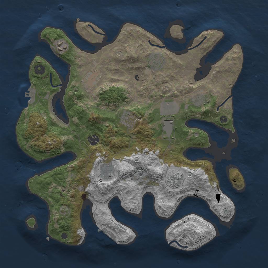 Rust Map: Procedural Map, Size: 3700, Seed: 878194539, 14 Monuments