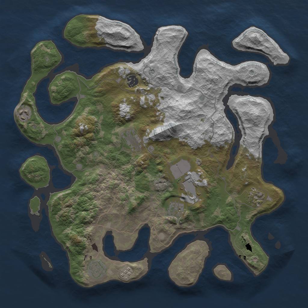 Rust Map: Barren, Size: 4000, Seed: 2038, 11 Monuments