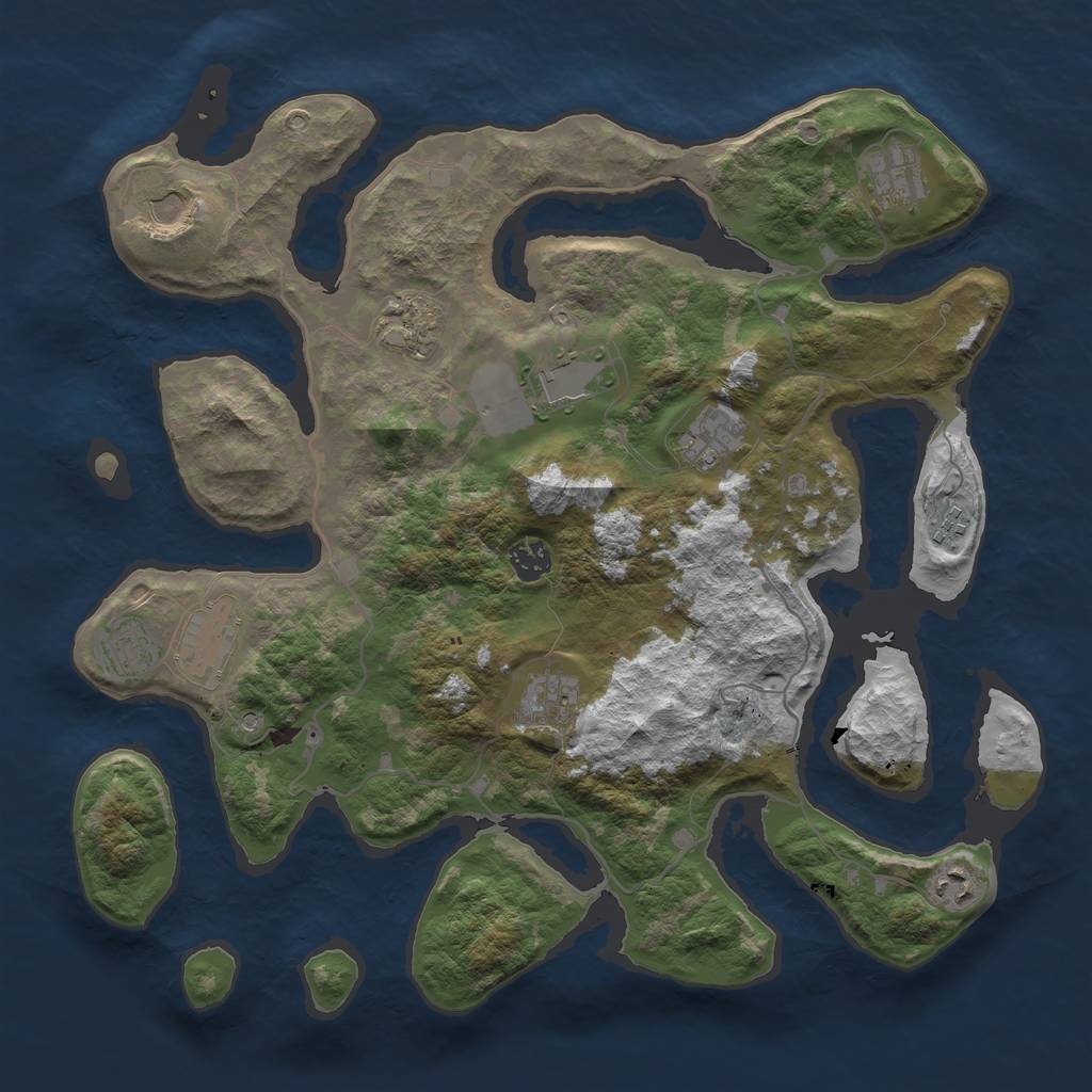 Rust Map: Barren, Size: 4000, Seed: 799549375, 14 Monuments